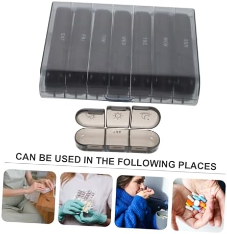 Portable Weekly Medicine Organizer Case Storage Container for Travel and Home Lightweight Pill Dispenser Box Featuring Protective Lid for Vitamins and Regular Supplements