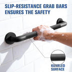 Shower Grab Bar, Anti-Slip Safety Grab Bar for Bathroom Bathtub Toilet 304 Stainless Steel Textured Grip Bath Handle Hand Rail for Elderly (Black, 12" L x 1 1/4" D)