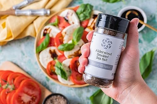 Savory Spice Alderwood Smoked Sea Salt (4.1 oz) - Coarse Natural Smoked Salt for Beef, Chicken, Fish & Vegetables