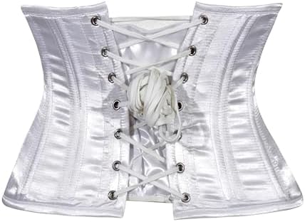 Daisy corsets Women's Daisy Corsets Womens White Satin Mini Cincher Underbust Corset Waist Cincher Busk Closure & Plus Size