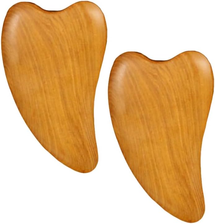 EXCEART Wooden Scraping Massage Tool 3.93 Inch Facial Scraping Plate 2 Pack Lightweight Portable Natural Wood for Skin Care Muscle Relaxation