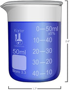 Karter Scientific 214T2, 3.3 Boro, Griffin Low Form, Glass Beaker Set - 4 Sizes - 10ml, 50ml, 100ml, 250ml