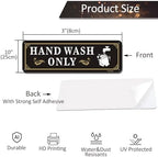 Hand Wash Only Self Adhesive Sign – 4 Pack ，10 x 3 inches Rust Free Aluminum Sign for Yard, UV Protected, Fade Resistant #Hand Wash Only F-HWO1003P4