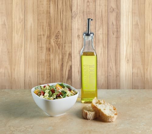KitchenCraft World of Flavours Olive Oil Bottle Drizzler with Decorative Print, Glass, 270 ml