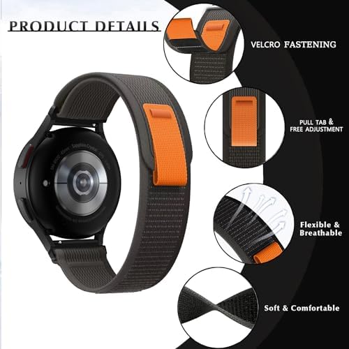 Nylon Band Compatible with Samsung Galaxy Watch 7/FE/6/5 Pro 4 3/Watch 4 6 Classic/Active/Gear S2 S3 Frontier Band, 20mm 22mm Sport Loop Strap for Galaxy Watch 47mm 43mm 45mm 40mm 44mm 42mm 46mm 41mm