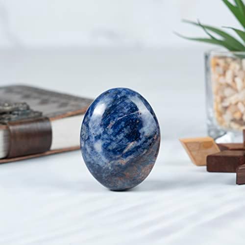 Crocon 50mm Sodalite Large Palm Stone 900+ Carats Pocket Worry Stones for Natural Chakra Balancing Reiki Healing Stones and Crystal Healing Spa Energy Crystals Gifts for Women