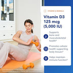 Pure Encapsulations Vitamin D3 125 mcg (5,000 IU) - Supplement to Support Bone, Joint, Breast, Heart, Colon, and Immune Health* - with Vitamin D - 120 Capsules