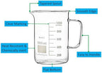 Labnique Glass Beaker with Handle, Beaker Mug with Pouring Spout, Double Graduated, 1000ml (33.8 oz / 4.2 cups)