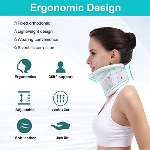 Cervical Neck Brace Collar with Chin Support for Stiff Relief Cervical Collar Correct Neck Support Pain Bone Care Health(Size M)
