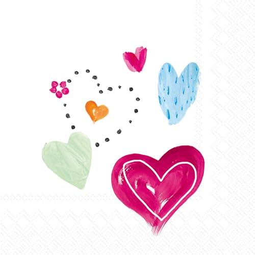 IHR Ideal Home Range Cocktail Napkins Disposable 3-Ply Paper Party Napkin Pack, 5" x 5", Joyful Love, 20-Count