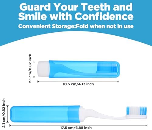 60 Pcs Folding Mini Toothbrush Travel Toothbrush, Portable Travels Size Toothbrushes Tooth Brush with Case, Bulk Toothbrushes Small Tooth Brush for Camping, Hiking, School, Home, Traveling