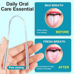 3 Pack Metal Tongue Scraper, Stainless Steel Tongue Cleaning Tool, Reusable Manual Design for Daily Oral Care, Portable Tongue Cleaner Set, Silver