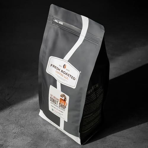 Fresh Roasted Coffee, Organic Donut Shop Whole Bean Coffee, Medium Roast, USDA Organic, Kosher, 5 lb (80 oz)