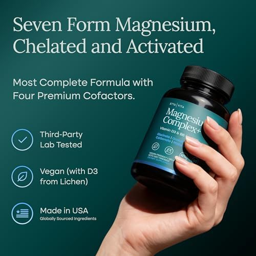 Magnesium Glycinate Complex 500mg (7-in-1) with D3, B6 (P5P) & Manganese - Multi-Form Blend - Supports Sleep & Muscle Health [Oxide-Free]