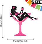 Sitting Girl Happy Birthday Cake Topper Wine Glass Sexy Girl Makeup Spa Party Themed For Lady Women Birthday Silhouette High Heeled Decorations Supplies