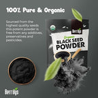 Berrilys Organic Black Seed Powder | Premium Black Cumin Powder, Pure and Natural, Perfect for Smoothies, Baking, and Cooking, High in Antioxidants and Nutrients, Non-GMO, Gluten-Free, Vegan | 16 oz