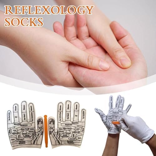 Acupressure Reflexology Gloves,Hand Massage with Point Massager with Massage Tool,Hand Massage Tool for Trigger Point Relief,Hand Spa Reflexology Sock,for Men Women Tired Relieve(A)