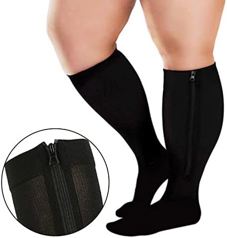Valcatch 5 Pairs Zipper Compression Socks for Women Men 20-30 mmHg Support Hose Stockings Calf Knee High Running Walking