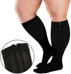 Valcatch 3 Pairs Zipper Compression Socks for Women Men 20-30 mmHg Support Hose Stockings Calf Knee High Running Walking