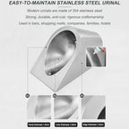 Universal Washout Urinal 304 Stainless Steel Urinal, High Efficiency Urinal with Top Spud, Household/Commercial Men's Adult Urinal Bathroom Toilet(White with Sensor)