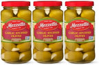Mezzetta Garlic Stuffed Green Olives Jar Combo Pack - Old-World Halkidiki Greek Olives with Freshly Picked Garlic - Non-GMO, Gluten Free, Keto - 6 oz. Pack of 3