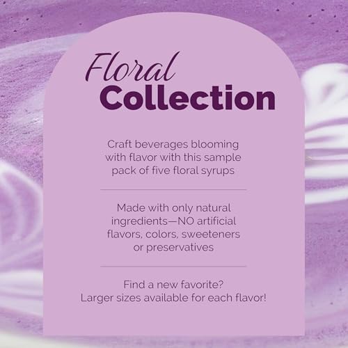 Monin - Gourmet Flavorings Floral Collection, Great for Cocktails, Lemonades, Teas, & Sodas, Gluten-Free, Dairy-Free, (Violet, Lavender, Rose, Hibiscus, & Elderflower) | 50 ml Per Bottle