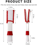 KVAEY 2 PCS Mini Duster for Car Air Vent, Double Ended Automotive Air Vent Microfiber Duster & Brush, Dust Collector Cleaner for Keyboard Window Leaves Shutter, Car Accessories (Red & White)