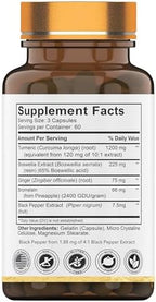 tnvitamins Turmeric & Boswellia Complex (180 Capsules) with Ginger Root, Bromelain, & Black Pepper Extract | Joint-Ease Formula: Powerful Joint Support Supplement* | Produced in The USA