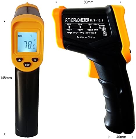 Digital Infrared Thermometer gun for cooking,BBQ,Pizza oven,Ir Thermometer with Backlight,-58℉~932℉(-50℃~500℃) Handheld Non Contact Heat Laser Temperature Gun (Not for Human)