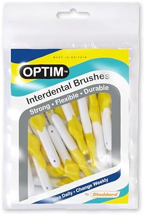 25 Stoddard ICON Interdental Brushes. Value Pack. All with extendable Handles. Choose from Four Different Sizes Floss, Toothpick, Plaque, Tartar Removal Oral Hygiene Dental Brush - Yellow 0.7 mm