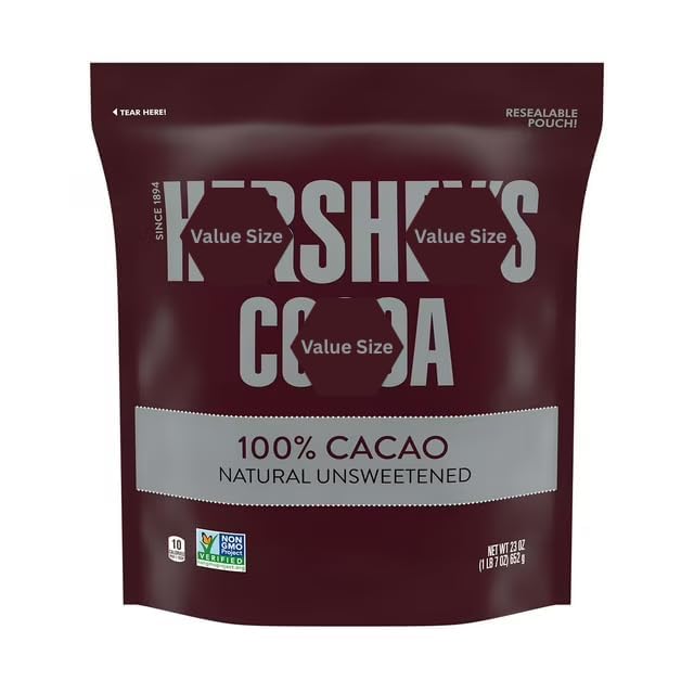 HERSHEE, Natural Unsweetened Cocoa, 23 Oz with Spoon - New Packaging