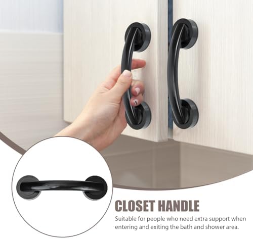 Zerodeko Shower Grab Bar Suction Balance Assist Bathroom Shower Handle Anti Slip Safety Hand Rail Support Handicap Elderly Injury Senior Assist Bath Handle Glass Door Window Black