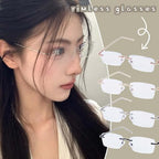 Rimless Reading Glasses for Men Women, Lightweight Metal Clear Readers, Fashion Blue Light Blocking Computer Glasses