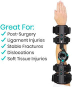 Vive Hinged Elbow Brace (Fits Right) - Range of Motion Support Sling Stabilizer for Dislocated Arm - ROM Adjustable Splint & Shoulder Strap - Post Tendon Injury & Surgery Pain Relief Recovery