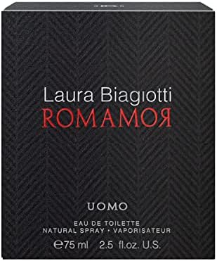 Laura Biagiotti Romamor - Cologne for Men - Amber Woody Fragrance - Perfume for Men with Grapefruit, Black Pepper, Vetiver and Ginger - 2.5 oz