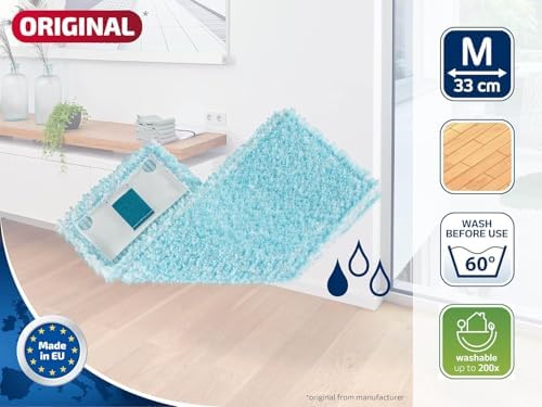 Leifheit Clean Twist M Ergo Super Soft Floor Washing Cover – Microfibre Replacement Mop Cover for Parquet and Laminate Floors – Low Water Absorption, Easy Velcro Attachment, Machine Washable 33 cm