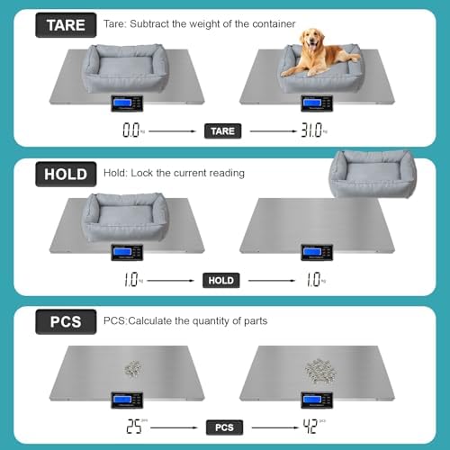 Dog Scale for Breed, Livestock Scale, Pet Scale for Dog, 1100lb x 0.2lb Animal Weight Scale, 3 Weighing Modes, LB, KG, OZ, 40.7" X 20.9" Platform Veterinary Scale for Sheep, Pig