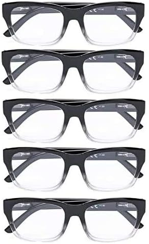 Eyekepper 5-pack Spring Hinges Large Square Frame Reading Glasses