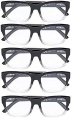Eyekepper 5-pack Spring Hinges Large Square Frame Reading Glasses
