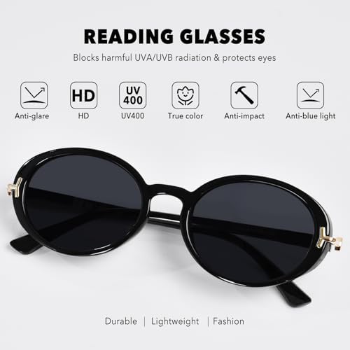 OPTOFENDY Reading Sunglasses for Women Classic Full Lens Sun Readers UV400 Outdoor Sunglasses