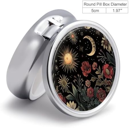 Pill Box-3 Compartment Small Pill Case, Portable Round Pill Box for Pocket or Purse, Decorative Metal Medicine Vitamin Organizer. (The Beautiful Scenes at Night)