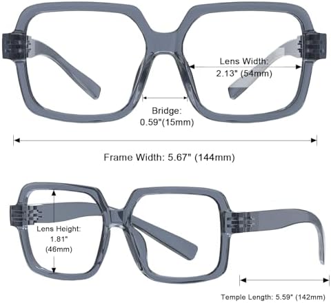 Eyekepper 6 Pack Metalless Screwless Spring Hinges Reading Glasses Oversized Square Readers for Men Women