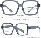 Eyekepper 6 Pack Metalless Screwless Spring Hinges Reading Glasses Oversized Square Readers for Men Women