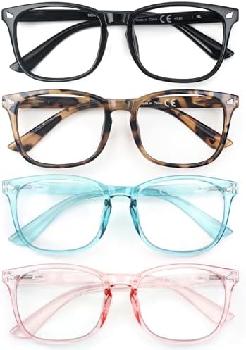 Reading Glasses Women Blue Light Blocking Lightweight Computer Readers +0.50 for Women Cheaters Reading Glasses 4 Pack Anti Glare Reduce Eyestrain Protect Eyes