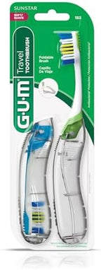 GUM Folding Travel Toothbrush, Compact Head + Tongue Cleaner, Soft Bristled Travel Toothbrushes for Adults, 2 Count (Pack of 6)
