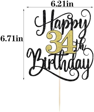 happy 34th birthday cake topper,34 birthday party cake decorations