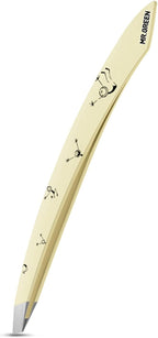 MR.GREEN Curve Handle Eyebrows Tweezers Professional Fine Hairs Removal Puller Makeup Tools Stainless Steel Beauty Clips Removal (Light Yellow)