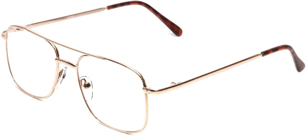 Calabria 8151 Square Pilot Metal Reading Glasses Men Women Designer Classic Trendy Readers Lightweight Stylish Chic Eyeglass
