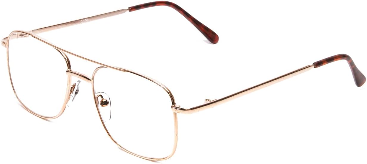 Calabria 8151 Square Pilot Metal Reading Glasses Men Women Designer Classic Trendy Readers Lightweight Stylish Chic Eyeglass