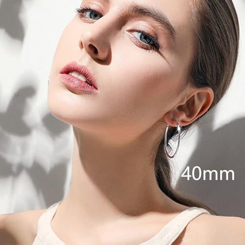 Large Titanium Hoop Earrings for Women Hypoallergenic Big Silver Hoops